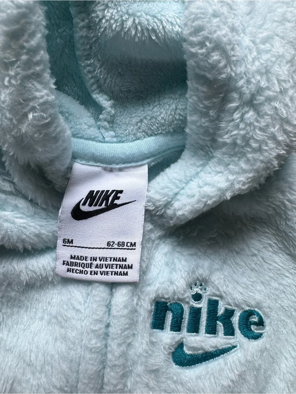 Nike Baby Plush Hooded One-Piece in Light Blue | Nike Baby Hooded Coverall
